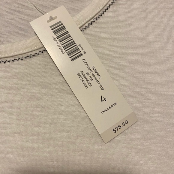 Chico's White and Black Elephant Print Short Sleeve Tee - Picture 3 of 5
